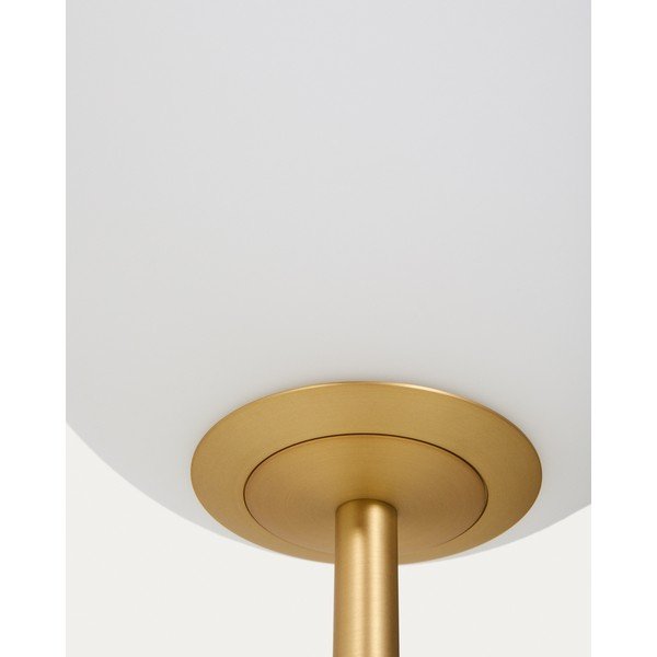 Biela/v zlatej farbe stojacia lampa so skleneným tienidlom (výška  165 cm) Brisia – Kave Home-image-3