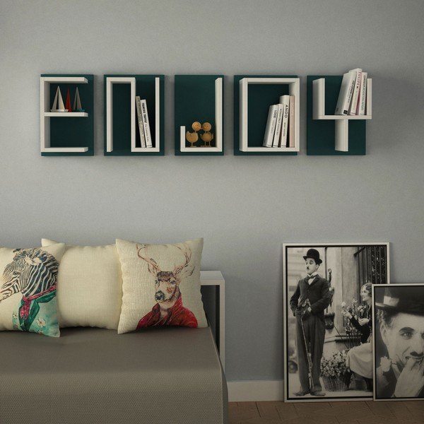 Sada 5 nástenných políc Homitis Enjoy Mustard-image-1