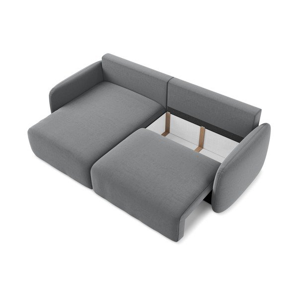 Sivá zamatová rozkladacia/s úložným priestorom rohová pohovka (ľavý roh/s leňoškou) Kalena – Makamii-image-4