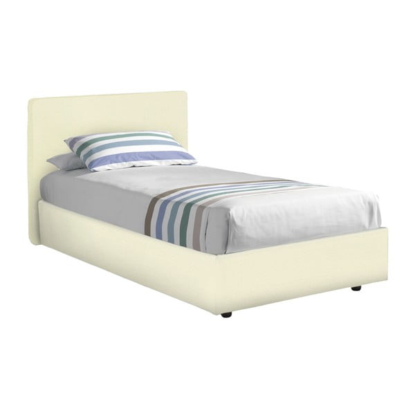 Béžová jednolôžková posteľ s úložným priestorom, matracom a poťahom z koženky 13Casa Ninfea, 80 x 190 cm