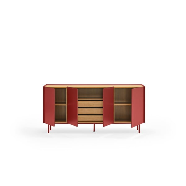 Červená nízka komoda v dekore duba 165x78 cm Arista – Teulat-image-3