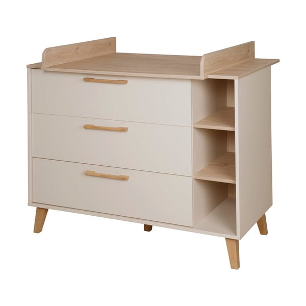 Krémová/v prírodnej farbe detská komoda v dekore duba s prebaľovacím pultom 117x103x78 cm Jil – Roba-image-2