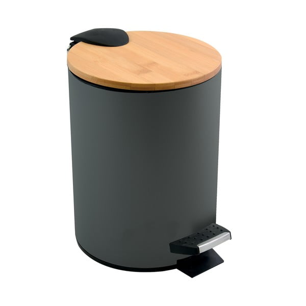 Tmavosivý nášľapný oceľový odpadkový kôš 5 l Adonis – Spirella