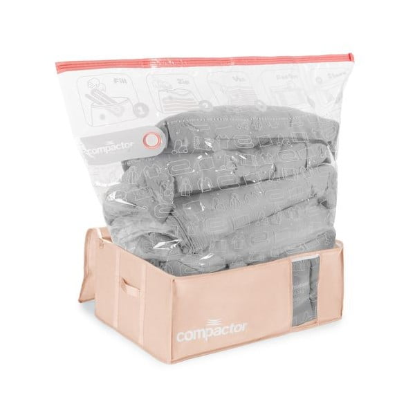 Vákuové plastové úložné boxy na oblečenie v súprave 3 ks 65x45x27 cm Pink Edition – Compactor-image-2