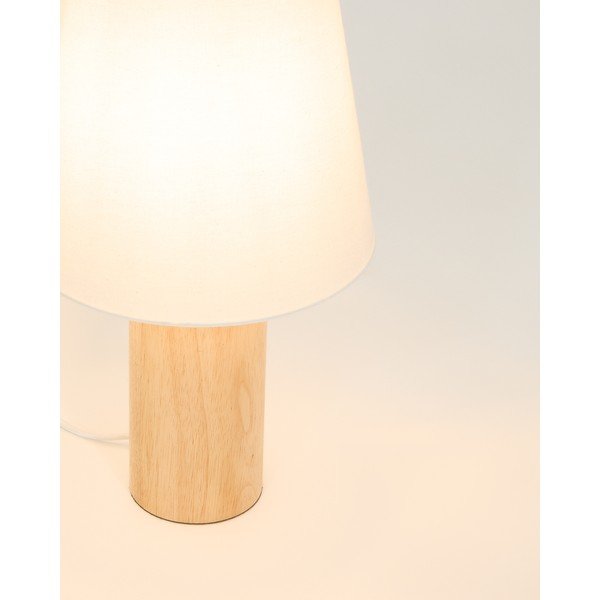 Biela/v prírodnej farbe stolová lampa z kaučukového dreva s textilným tienidlom (výška  49,5 cm) Marga – Kave Home-image-3