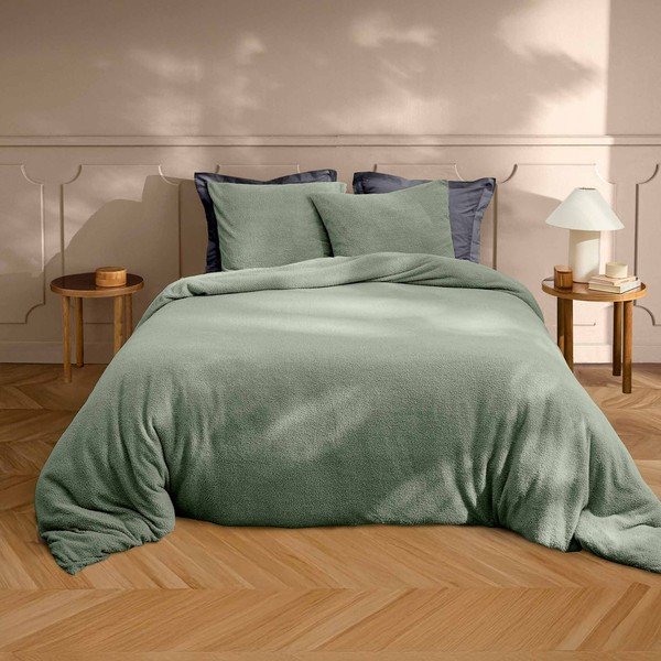 Zelené obliečky na dvojlôžko/predĺžené z mikroplyšu 240x220 cm Helena – douceur d'intérieur-image-1