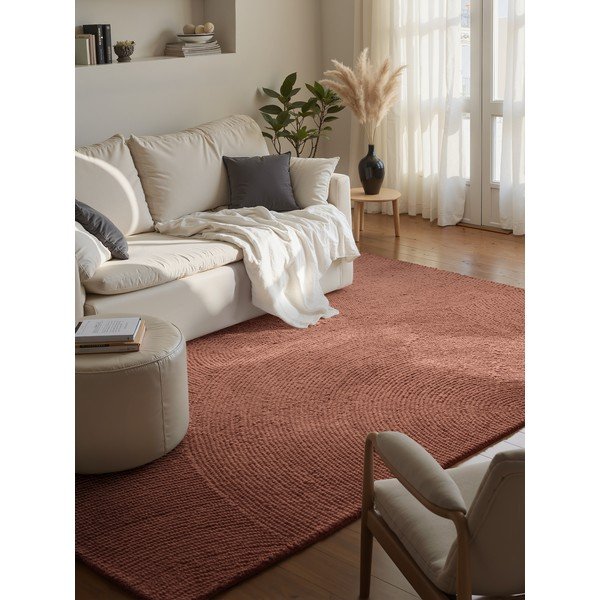 Ručne tkaný vlnený koberec v terakotovej farbe 200x300 cm Calmio – Hanse Home-image-1