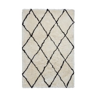 Béžovo-čierny ručne tuftovaný koberec Think Rugs Morocco Ivory & Black, 120 × 170 cm