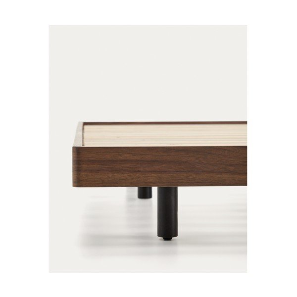 Hnedá dvojlôžková posteľ z brezového dreva bez čela s roštom 180x200 cm Norlen – Kave Home-image-2