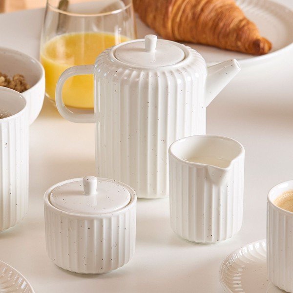 Biela kanvica na čaj z kostného porcelánu 540 ml Ora Gloss – Salt&Pepper-image-2
