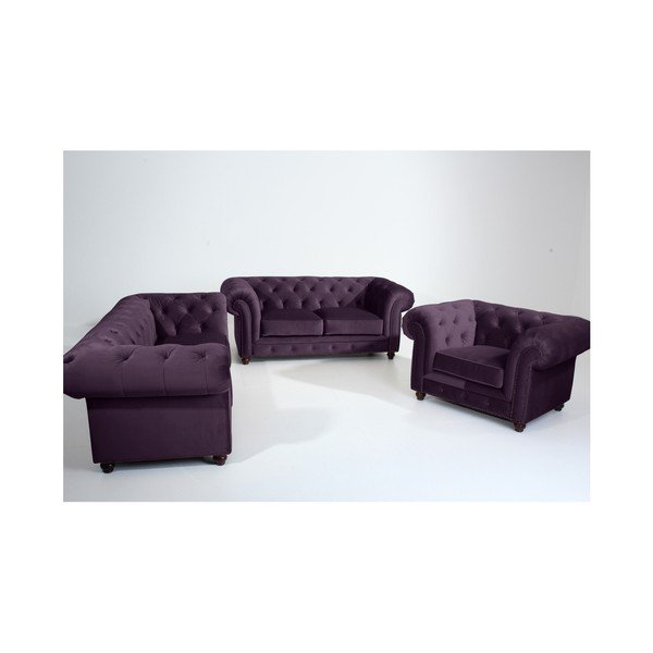 Fialová pohovka Max Winzer Orleans Velvet, 216 cm-image-1