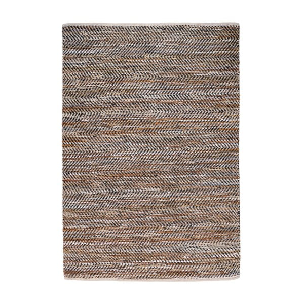 Denimový koberec prepletený kožou Atlas Beige/Chestnut, 160x230 cm