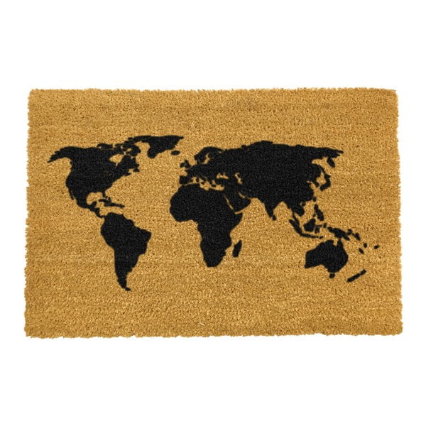 Rohožka z prírodného kokosového vlákna Artsy Doormats World Map, 40 x 60 cm