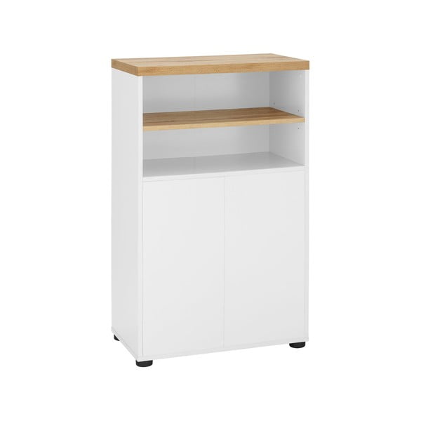 Biela vysoká kúpeľňová skrinka v dekore duba 60x102 cm Thessa – Støraa-image-1