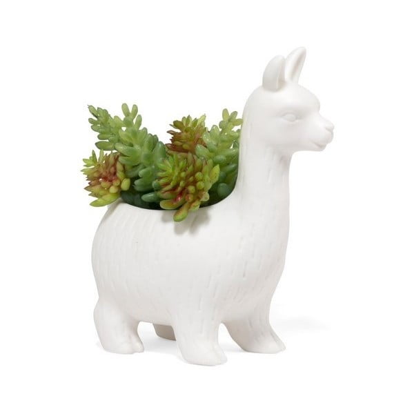 Biely porcelánový kvetináč v tvare lamy Kikkerland Llama