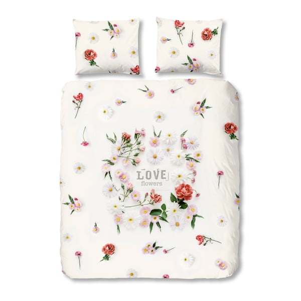 Obliečky na dvojlôžko z bavlny Good Morning Flowers, 200 × 240 cm