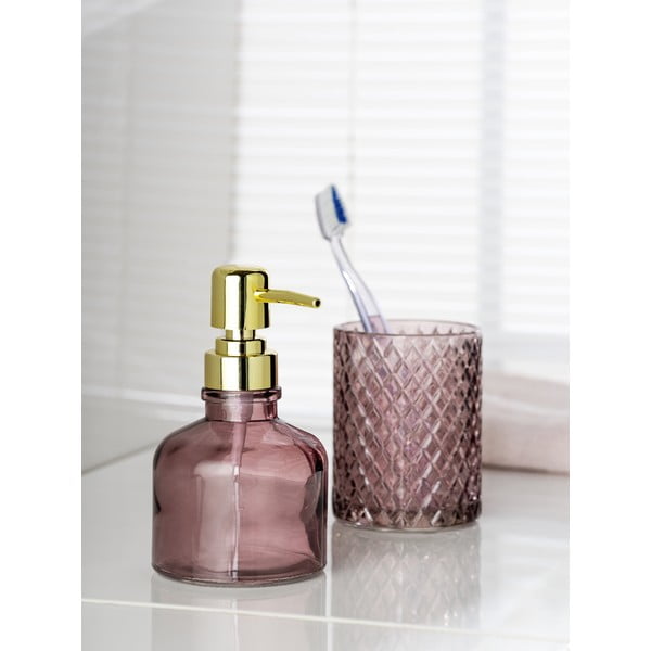 Tmavoružový sklenený téglik na zubné kefky Atessa – Wenko-image-2