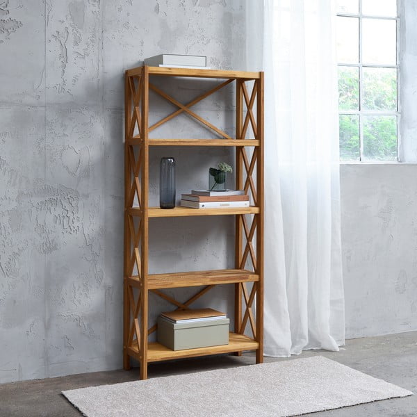 Regál z dubového dreva v prírodnej farbe 70x161 cm X-Shelf – Unique Furniture-image-1