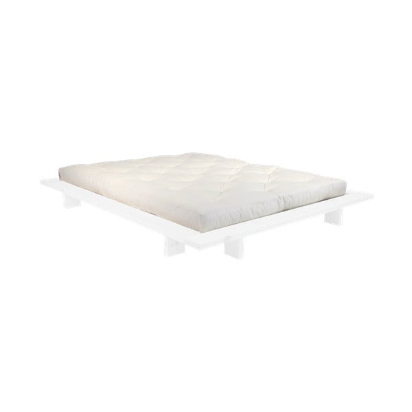 Dvojlôžková posteľ z borovicového dreva s matracom Karup Design Japan Comfort Mat White/Natural, 140 × 200 cm