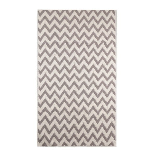 Krémový koberec s prímesou bavlny Zigzag Coffee, 120 × 180 cm