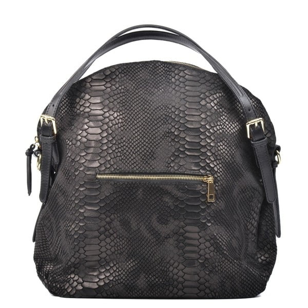 Čierna kožená kabelka Carla Ferreri Hobo-image-4