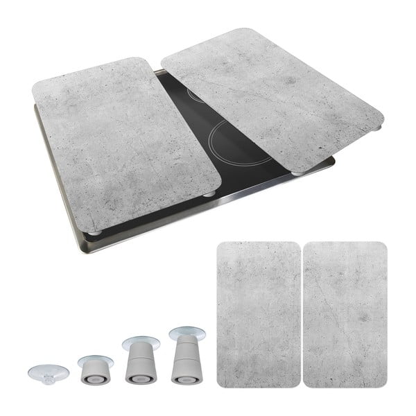 Súprava 2 sivých sklenených krytov na sporák Wenko Universal-image-2