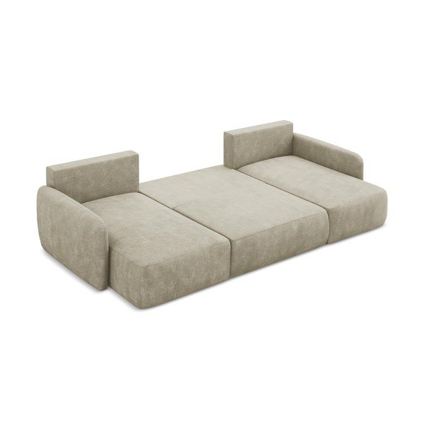 Béžová ženilková rozkladacia/s úložným priestorom rohová pohovka (do tvaru "U") Lilo – Makamii-image-4