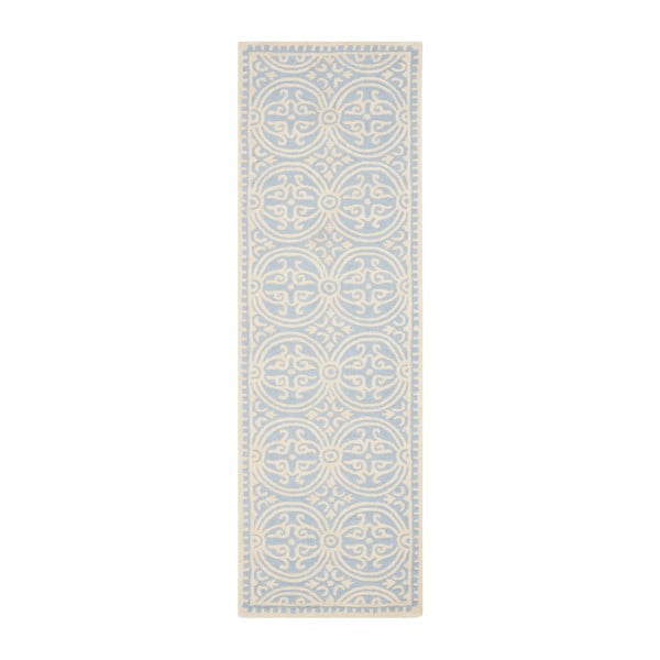 Vlnený koberec Marina Light Blue, 76 × 243 cm