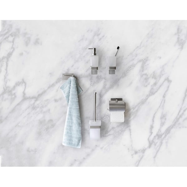 V matne striebornej farbe samodržiaci držiak na toaletný papier z nehrdzavejúcej ocele Genova – Wenko-image-1