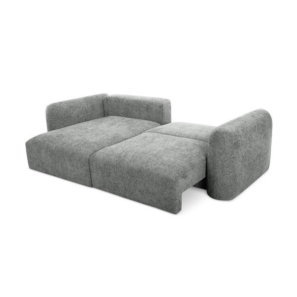 Sivá ženilková rozkladacia/s úložným priestorom rohová pohovka (ľavý roh/s leňoškou) Mele – Makamii-image-2