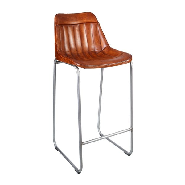 Hnedá kožená barová stolička Denzzo Geidi