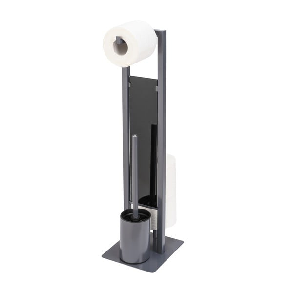 Sivý stojan na toaletný papier s WC kefou Wenko Rivalta-image-2