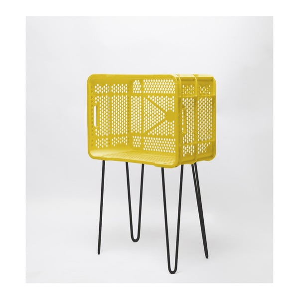 Žltý odkladací stolík z recyklovaného plastu Really Nice Things Eco