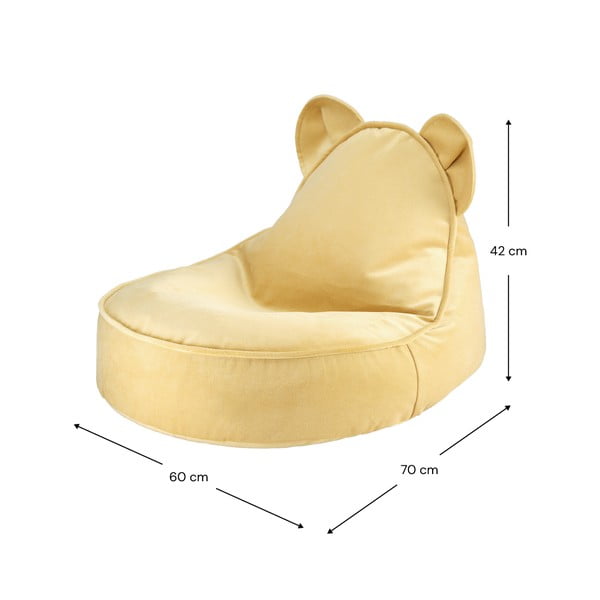 Žltý zamatový detský sedací vak Bear – Wigiwama-image-3