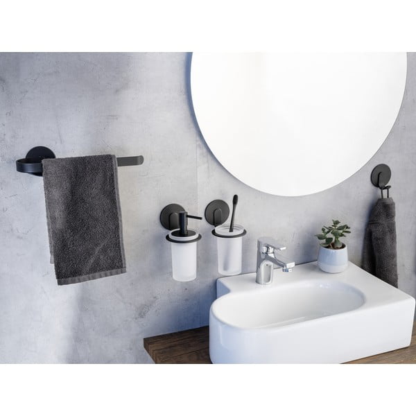 Matne čierny samodržiaci kovový držiak na uteráky Bivio – Wenko-image-2