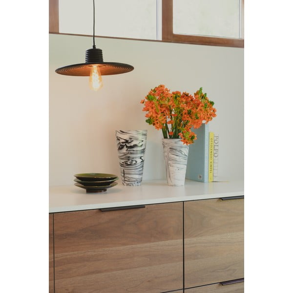 Čierne stmievateľné závesné svietidlo s ratanovým tienidlom ø 35 cm Balance – Zuiver-image-2