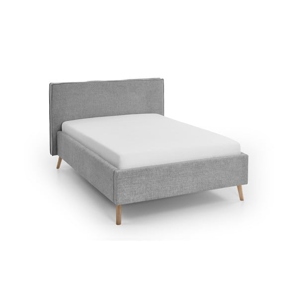 Svetlosivá čalúnená dvojlôžková posteľ s úložným priestorom s roštom 140x200 cm Riva – Meise Möbel