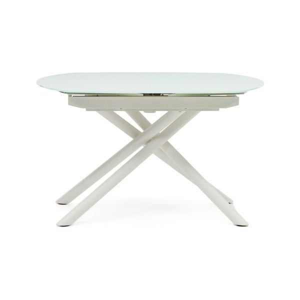 Biely rozkladací jedálenský stôl so sklenenou doskou 100x130 cm Yodalia – Kave Home-image-2