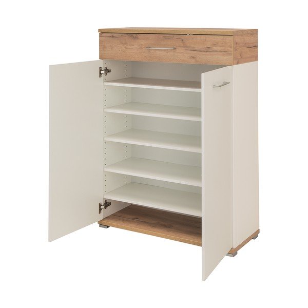 Biela prírodná skrinka na topánky v dekore dubu v dekore duba so zásuvkami Topix – Germania-image-2