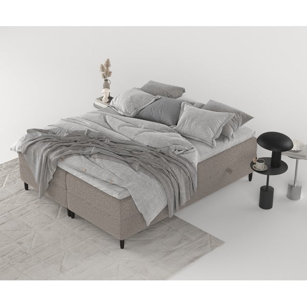 Hnedá boxspring posteľ s úložným priestorom 200x200 cm Malte – Maison de Rêve-image-2