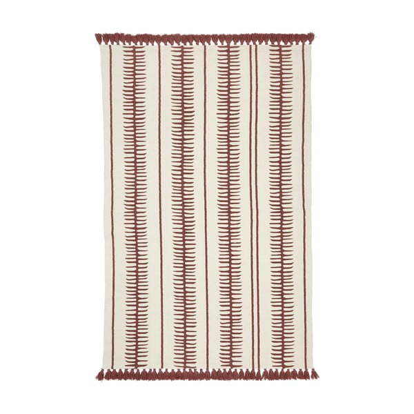 Béžovo-červený ručne tkaný bavlnený koberec Westwing Collection Rita, 50 x 80 cm