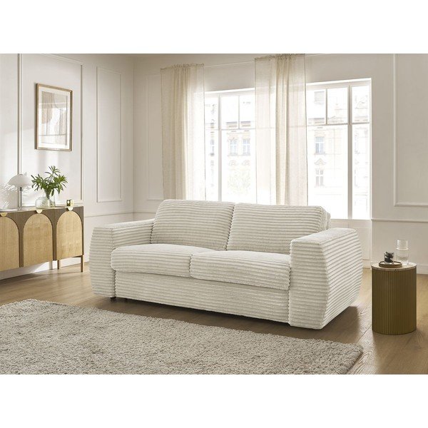 Béžová menčestrová pohovka na každodenné spanie/rozkladacia 220 cm Hugo – Bobochic Paris-image-1