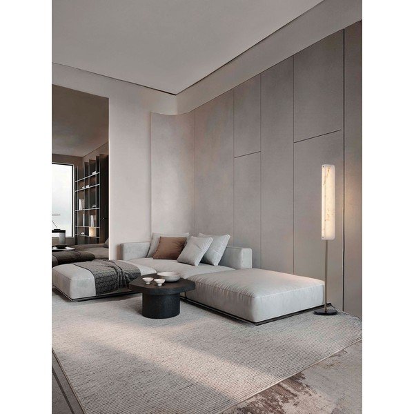 Krémovobiela/v mosadznej farbe LED stojacia lampa v dekore mramoru (výška  160 cm) Aider – Nova Luce-image-1