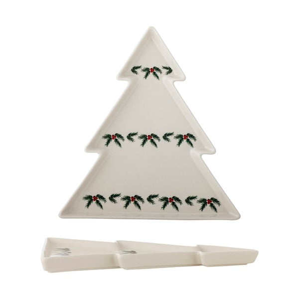 Krémový servírovací tanier s vianočným motívom z kameniny Berry – Bloomingville-image-3