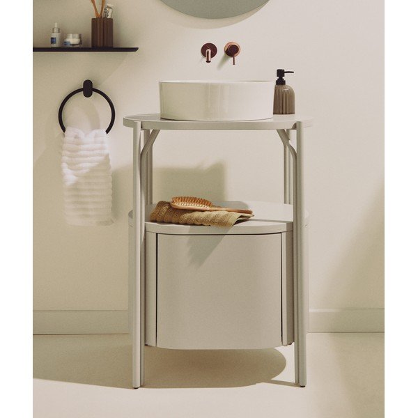 Biele keramické okrúhle umývadlo ø 36 cm Ovara – Kave Home-image-1