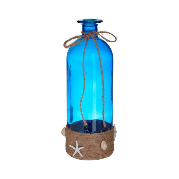 Modrá sklenená dekoratívna fľaša InArt Sea, ⌀ 11 cm
