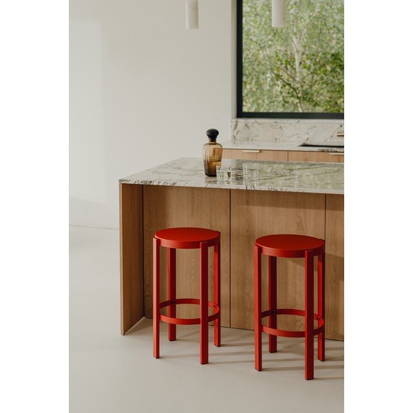 Červená oceľová barová stolička (výška sedadla 65 cm) Doon – noo.ma-image-3