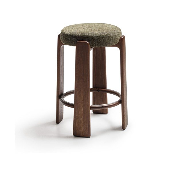 Zelená/v tmavo prírodnej farbe barová stolička z jaseňového dreva (výška sedadla 75 cm) Granite – Kave Home