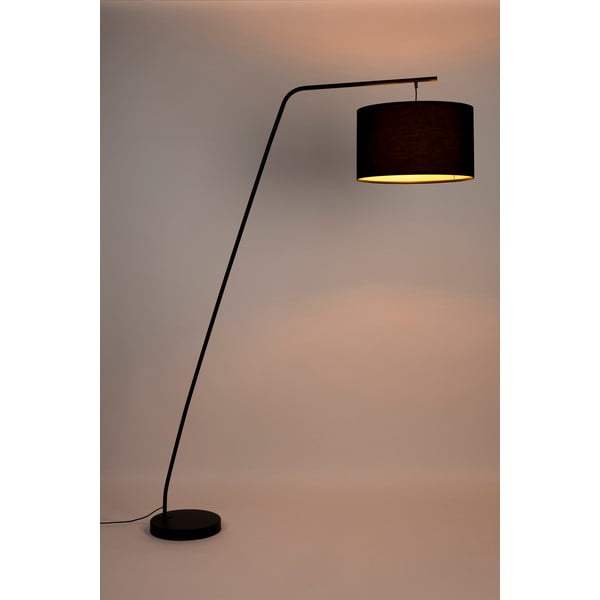 Čierna stojacia lampa s textilným tienidlom (výška 220 cm) Martine – White Label-image-1