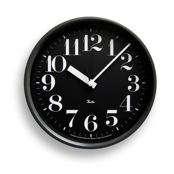 Čierne nástenné hodiny Lemnos Clock Riki, ⌀ 20,4 cm
